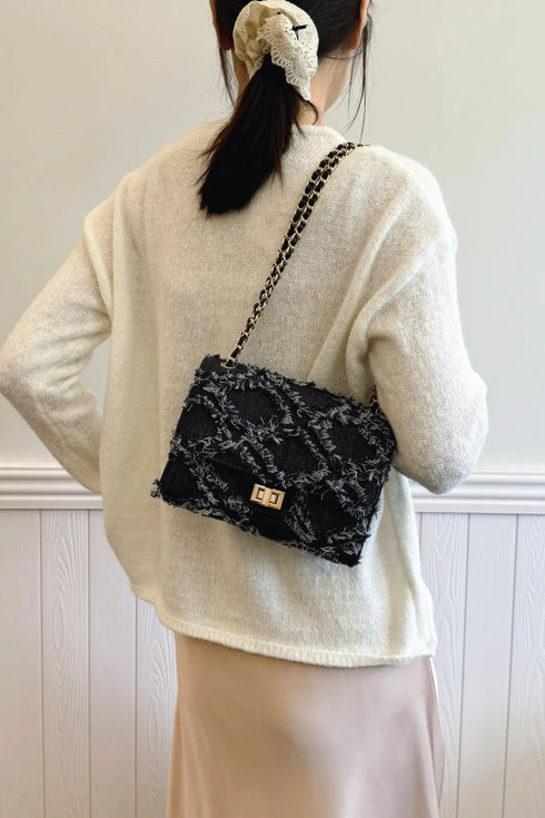 'Kehlani' Textured Denim Crossbody Bag - Celes Fashion